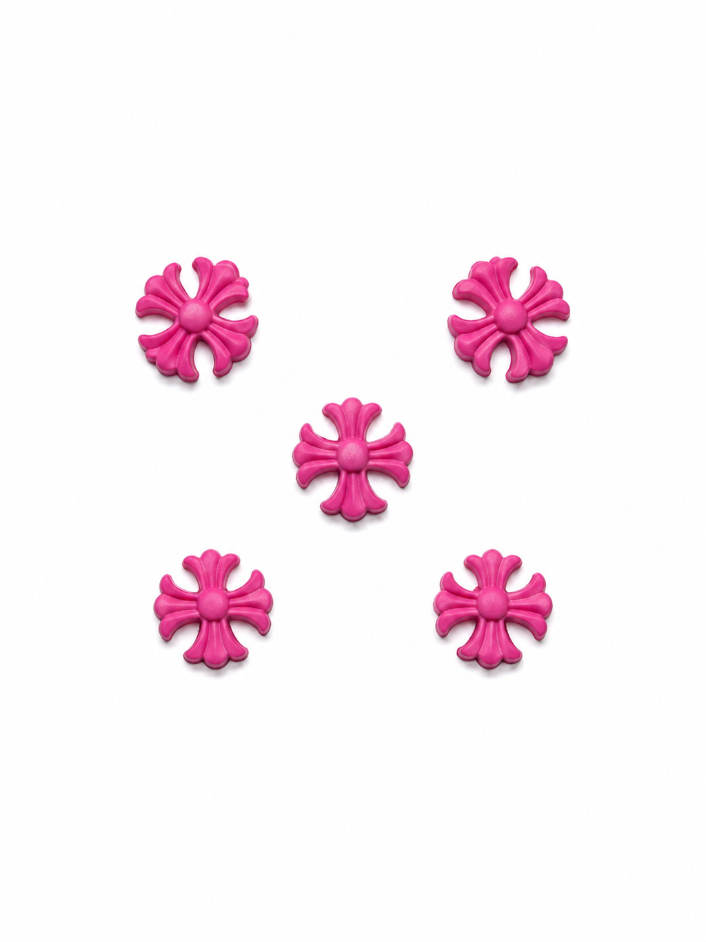 Hot pink chrome heart charms (5pc)
