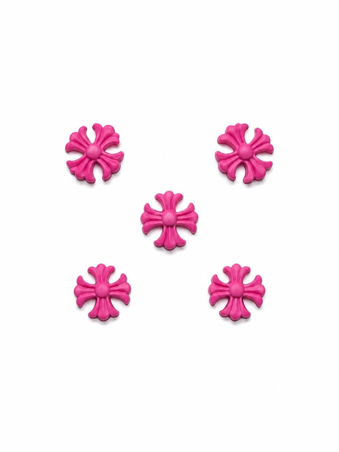 Hot pink chrome heart charms (5pc)