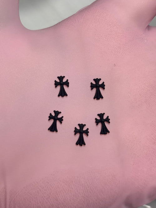 Black chrome heart charms (5pc)