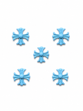 Blue chrome heart charms (5pc)