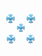 Blue chrome heart charms (5pc)