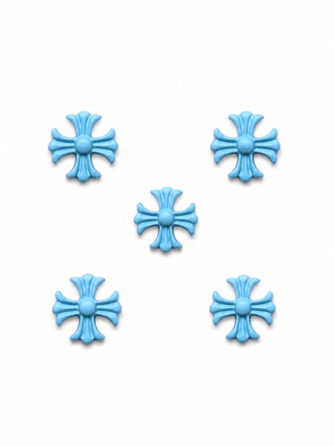 Blue chrome heart charms (5pc)
