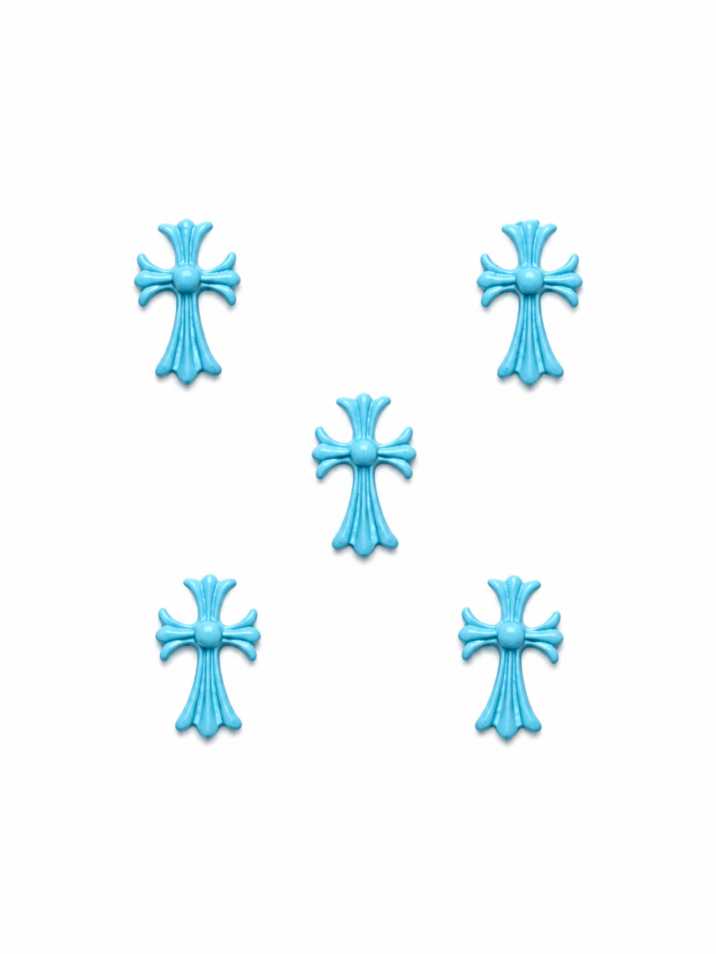 Blue chrome heart charms (5pc)