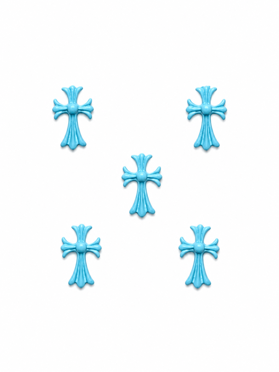 Chrome Heart Charm 並行輸入品 Blue chrome heart charms (5pc) – Enchantednailsupply
