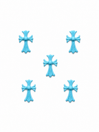 Blue chrome heart charms (5pc)