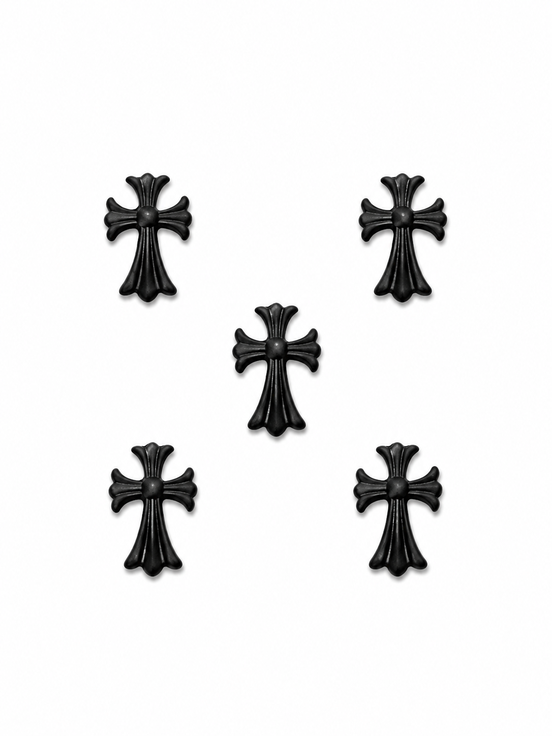Black chrome heart charms (5pc)
