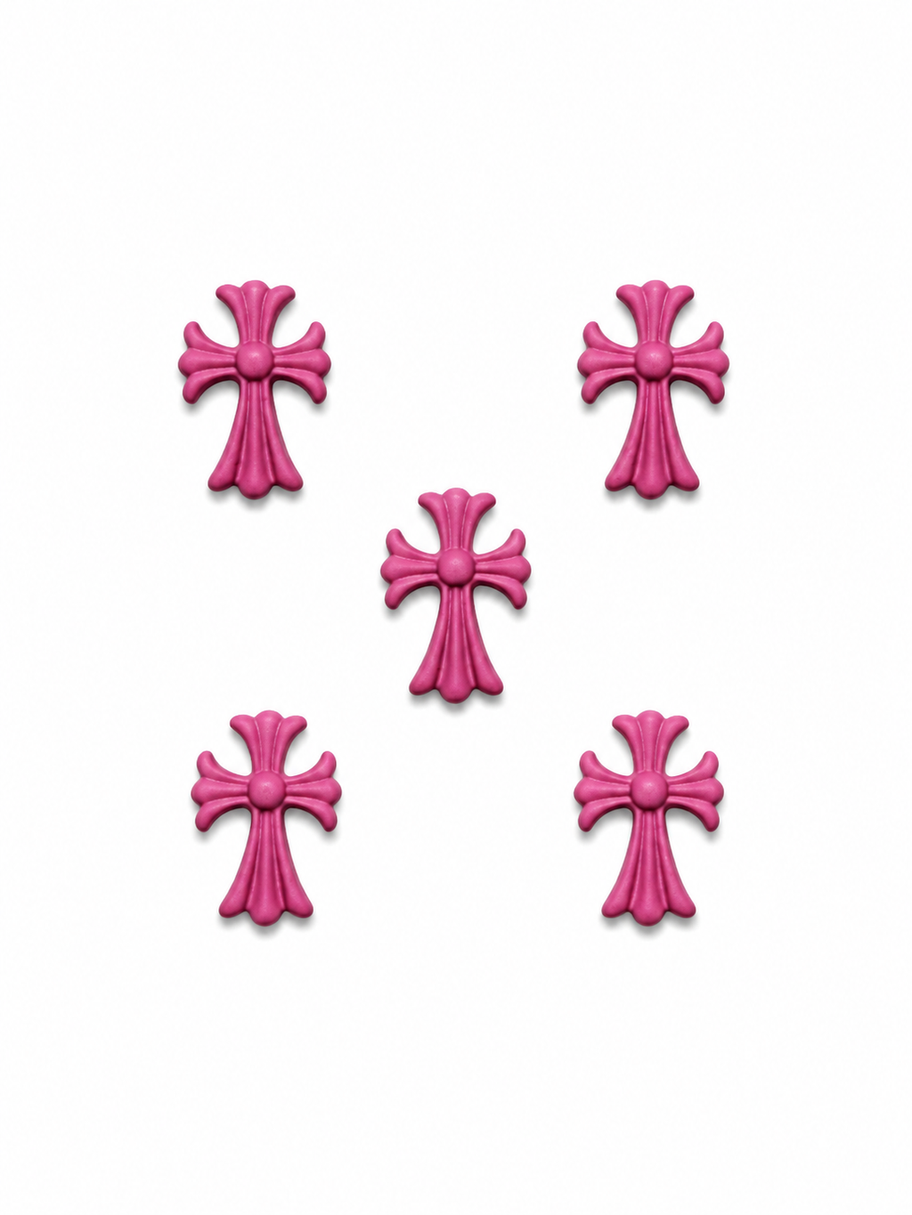 Hot pink chrome heart charms (5pc)