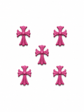 Hot pink chrome heart charms (5pc)