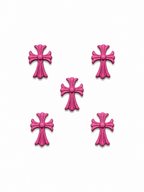 Hot pink chrome heart charms (5pc)