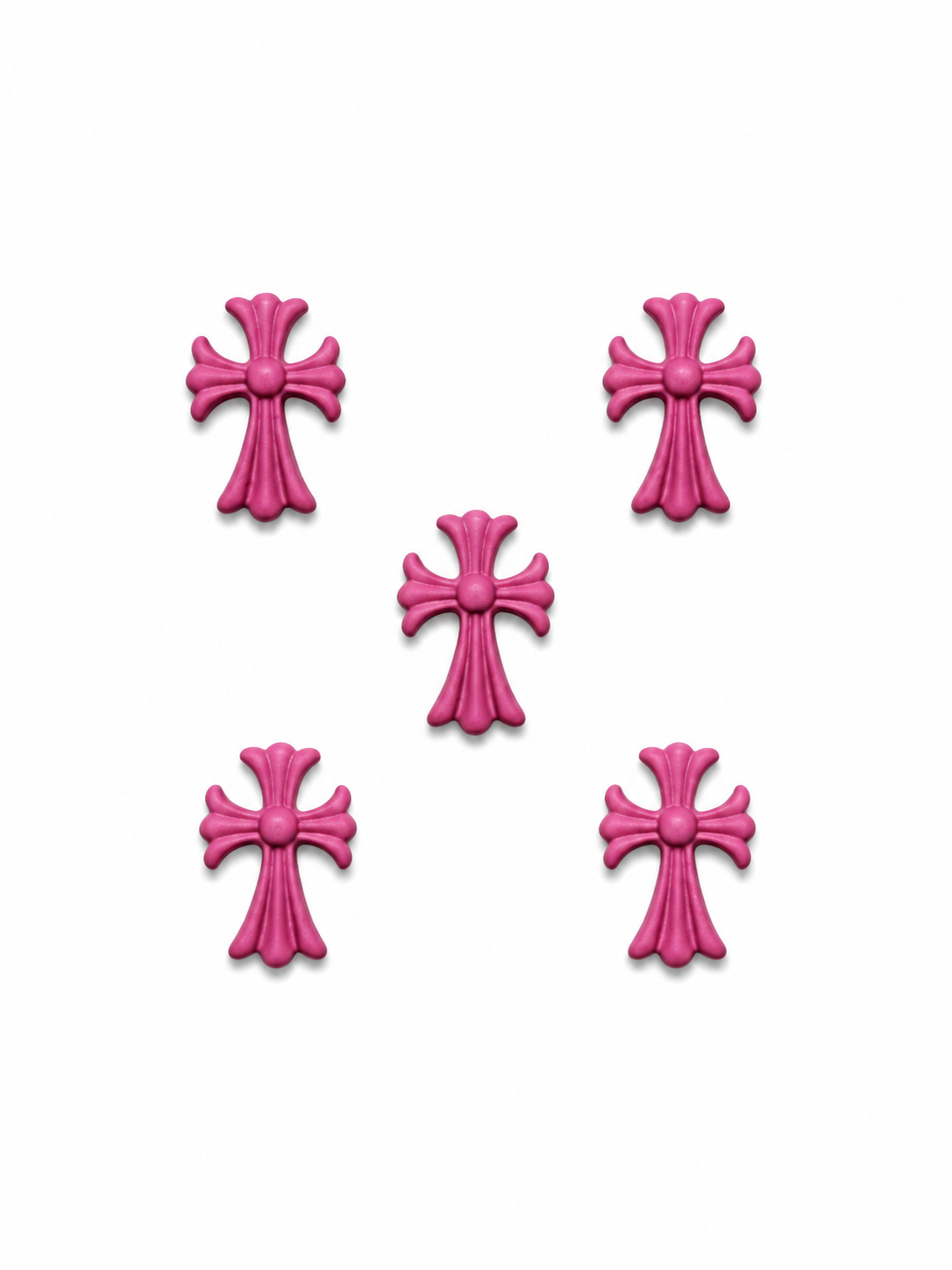 Hot pink chrome heart charms (5pc)